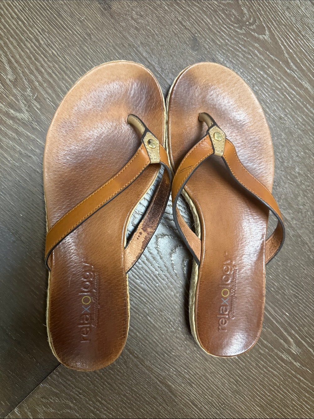 Tommy Bahama Brown Leather Reflexology Flip Flops